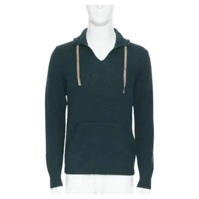 Pre-owned Undercover 100% Wool Dark Green Ribbon Drawstring V-neck Pullover Sweater S