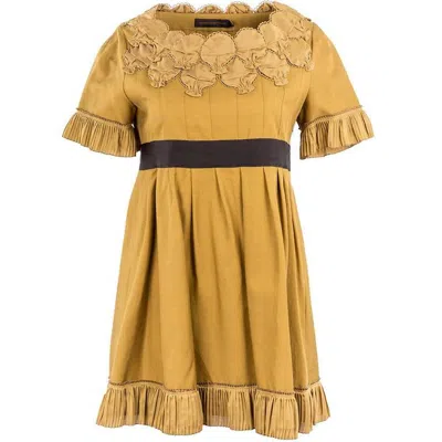 Pre-owned Undercover 2007  Gold Silk Mini Skull Detail Dress