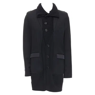 Pre-owned Undercover 2008 Black Wool Alpaca Rib Trim Layered Long Coat Jp3 L