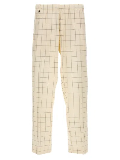 UNDERCOVER ALL-OVER CHECKERED PANTS WITH ELASTIC WAISTBAND