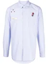 Undercover Appliqué-detail Striped Cotton Shirt
