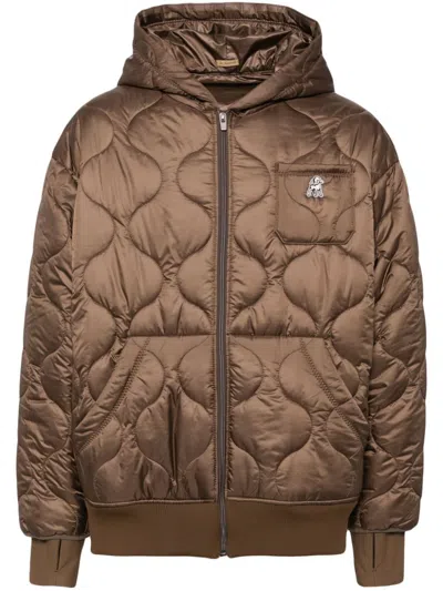 Undercover Appliqué Logo Down Jacket In Brown