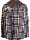 Undercover Check-pattern Slouch-hood Shirt Jacket In Multicolour