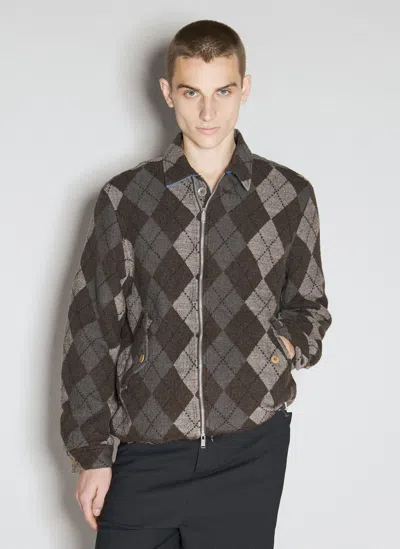 Undercover Argyle Wool Jacket In Brown