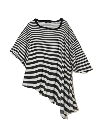 Undercover Asymmetric Striped T-shirt In Black