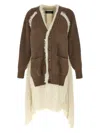 Undercover Asymmetrical Faux Fur And Braided Wool Cardigan In Brown