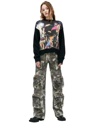 Undercover Asymmetrical Printed Sweatshirt In Black