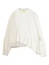 Undercover Asymmetrical Ruffled Sweatshirt In Neutral