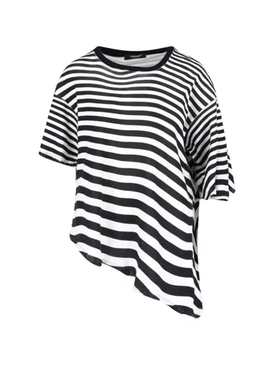 Undercover Asymmetrical Striped T-shirt In Black