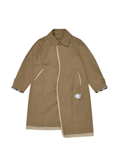 Undercover Asymmetric-hem Trench Coat In Brown
