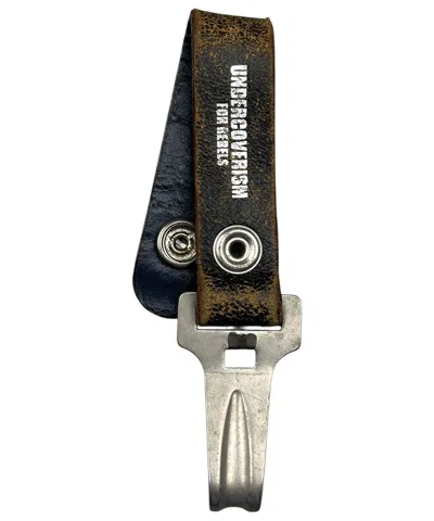 Pre-owned Undercover Aw03  Distressed Leather Belt Loop Key Hook Ring In Black
