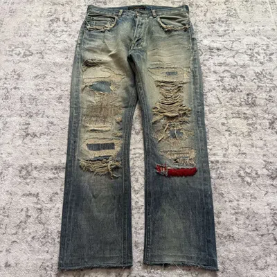 Pre-owned Undercover Aw04 68 Red Yarn Denim Jeans | Size M In Blue