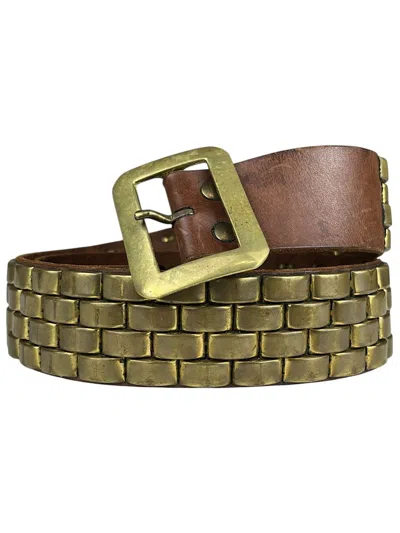 Pre-owned Undercover Aw08  Gold Studded Punk Leather Belt Brown