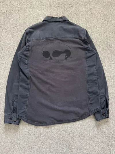 Pre-owned Undercover Aw11  "antidevil Security" Skull Hybrid Army Shirt In Black