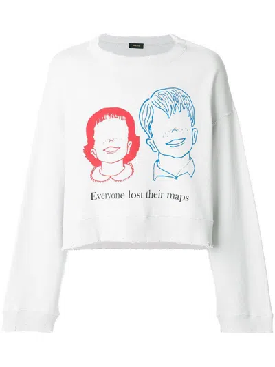 Pre-owned Undercover Aw17 Everyone Lost Their Maps Cropped Sweatshirt In White