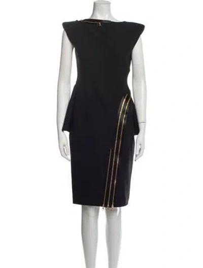 Pre-owned Undercover Bateau Neckline Knee-length Dress In Black