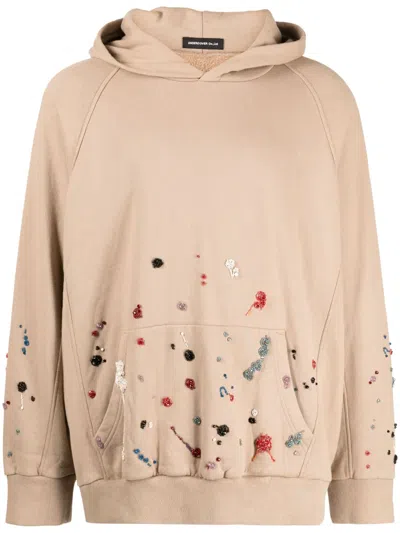 Undercover Bead-embellished Cotton Hoodie In Neutrals