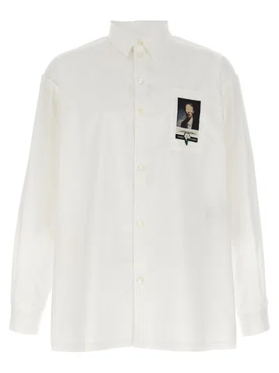 UNDERCOVER UNDERCOVER BEAD-EMBELLISHED COTTON SHIRT WITH JACQUARD PATCH