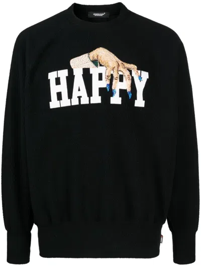 Undercover Bead-embellished Fleece Sweatshirt In Black