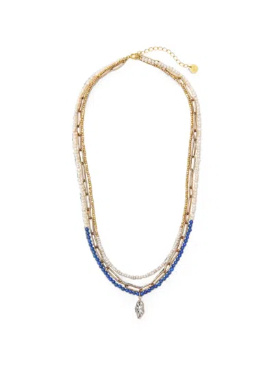 Undercover Beaded Clock-pendant Necklace In Gold