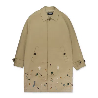 Undercover Beaded Paint Drip Coat In Green