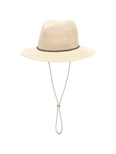 Undercover Bead-embellished Wide-brim Hat In Neutral