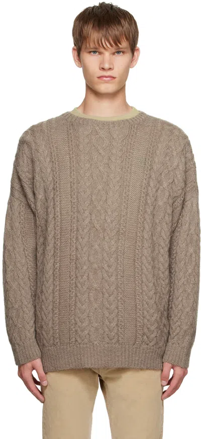 Undercover Beige Crewneck Sweater In Gray Beige