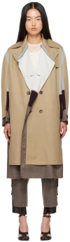 Undercover Beige Paneled Trench Coat In Beige