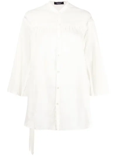 Undercover Belted Pleated Shirt In White