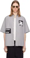 Undercover Patchwork Stripe Button-up Shirt In Black St
