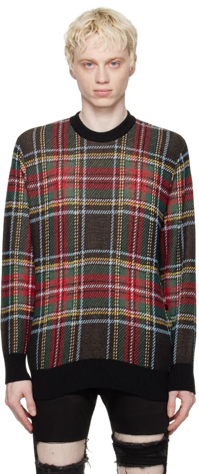 Undercover Black Check Sweater In Black Ck