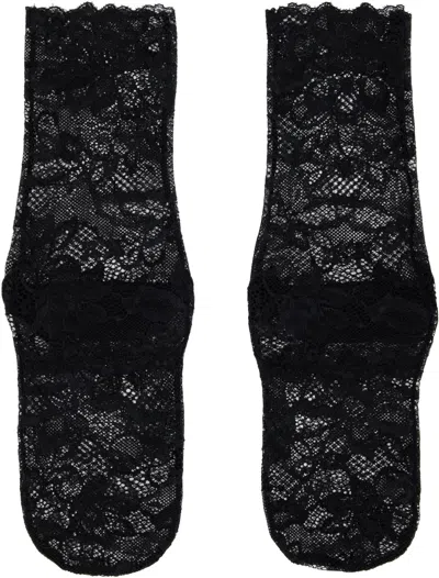 Undercover Black Floral Lace Socks