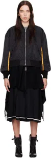 Undercover Black Scarf Bomber Jacket In Black