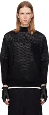 Undercover Knitted Mesh Sweater In Black