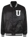 Undercover Satin Stadium Bomber Jacket In Black