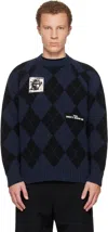 Undercover Embroidered Patch Argyle Plaid Wool Blend Sweater In Multi