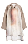 Undercover Bosisio Raglan Sleeve Cotton Blend Coat In Grey/beige Base