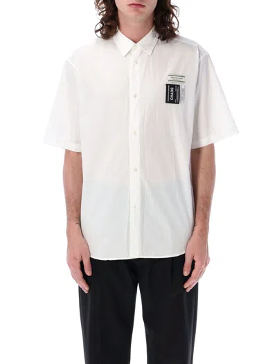 Undercover Boxy Fit Cotton Short-sleeved Shirt With Label Details In White
