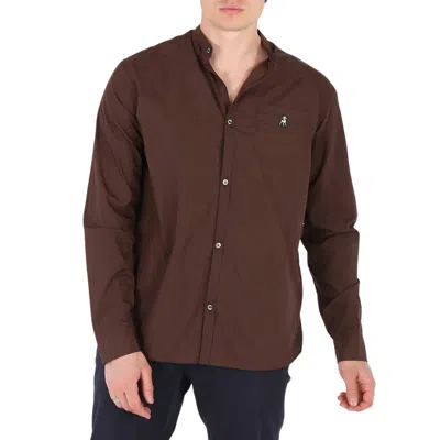 UNDERCOVER BROWN PATCH DETAIL RUCHED COTTON SHIRT