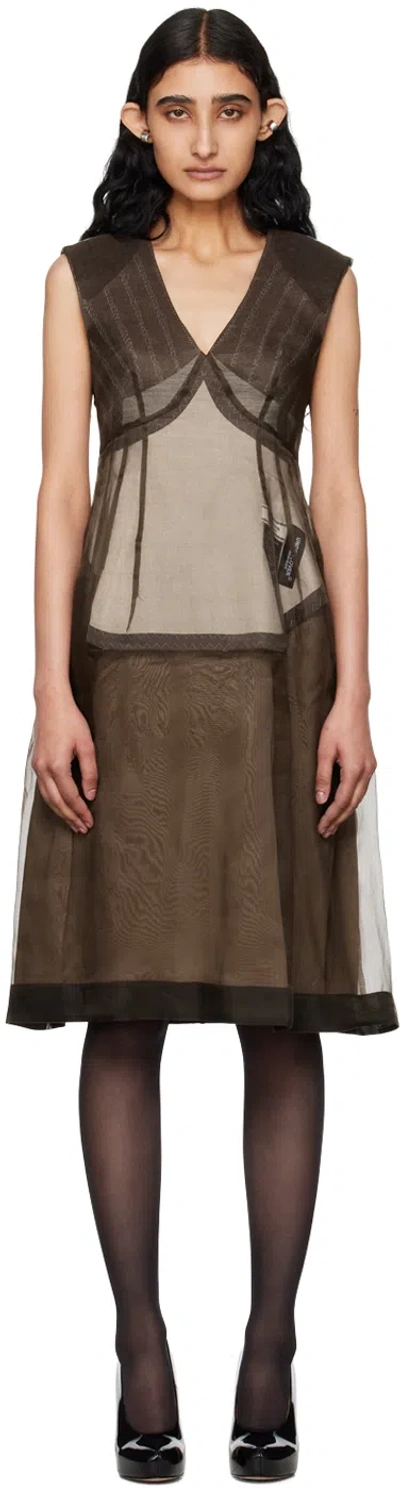 Undercover Brown Sheer Midi Dress