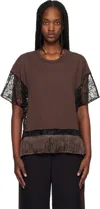 Undercover Crew Neck Patchwork T-shirt In Brown