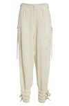 Undercover Buckle Strap Floral Embroidered Pants In Ivory