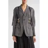 Undercover Seersucker Blazer In Black Stripe