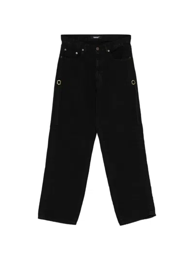 Undercover Buckle-detail Straight-leg Jeans In Black