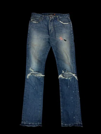 Pre-owned Undercover But Beautiful 58 Distressed Patchwork Denim In Blue