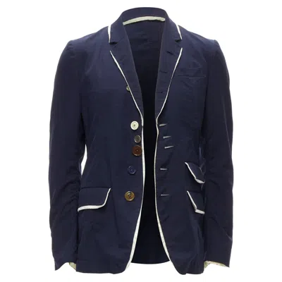 Undercover But Beautiful Satin Trim Button Embellished Blazer In Blue
