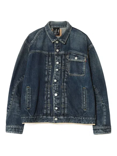 Undercover Sinuous Seams Denim Jacket With Contrasting Stitching In Multi