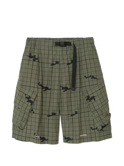 Undercover Camouflage Grid Shorts In Green