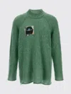 Undercover Textured Knit Sweater Graphic Patch In Green