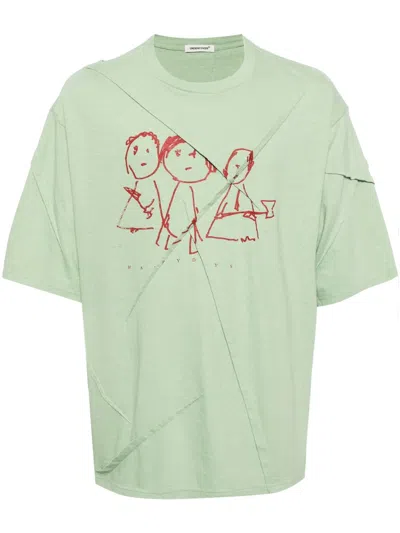 Undercover Caricature-print Cotton T-shirt In Green